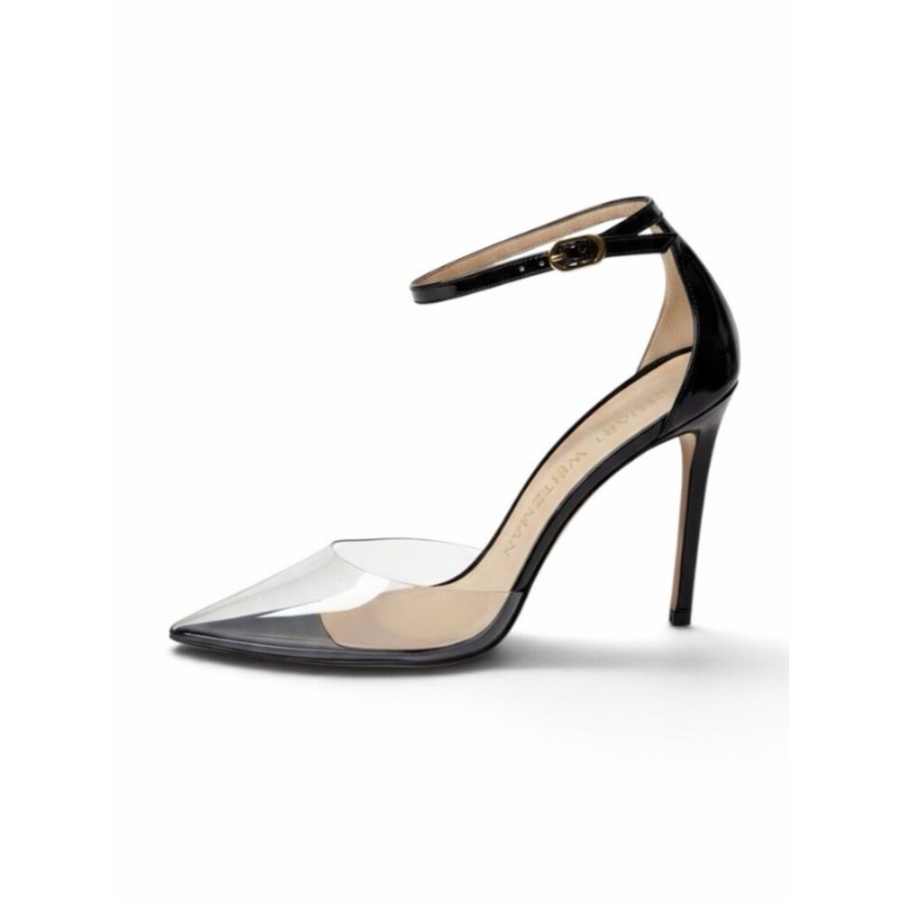 NWOB Stuart Weitzman Clear PVC Black Patent Pumps Size 9 MSRP $595